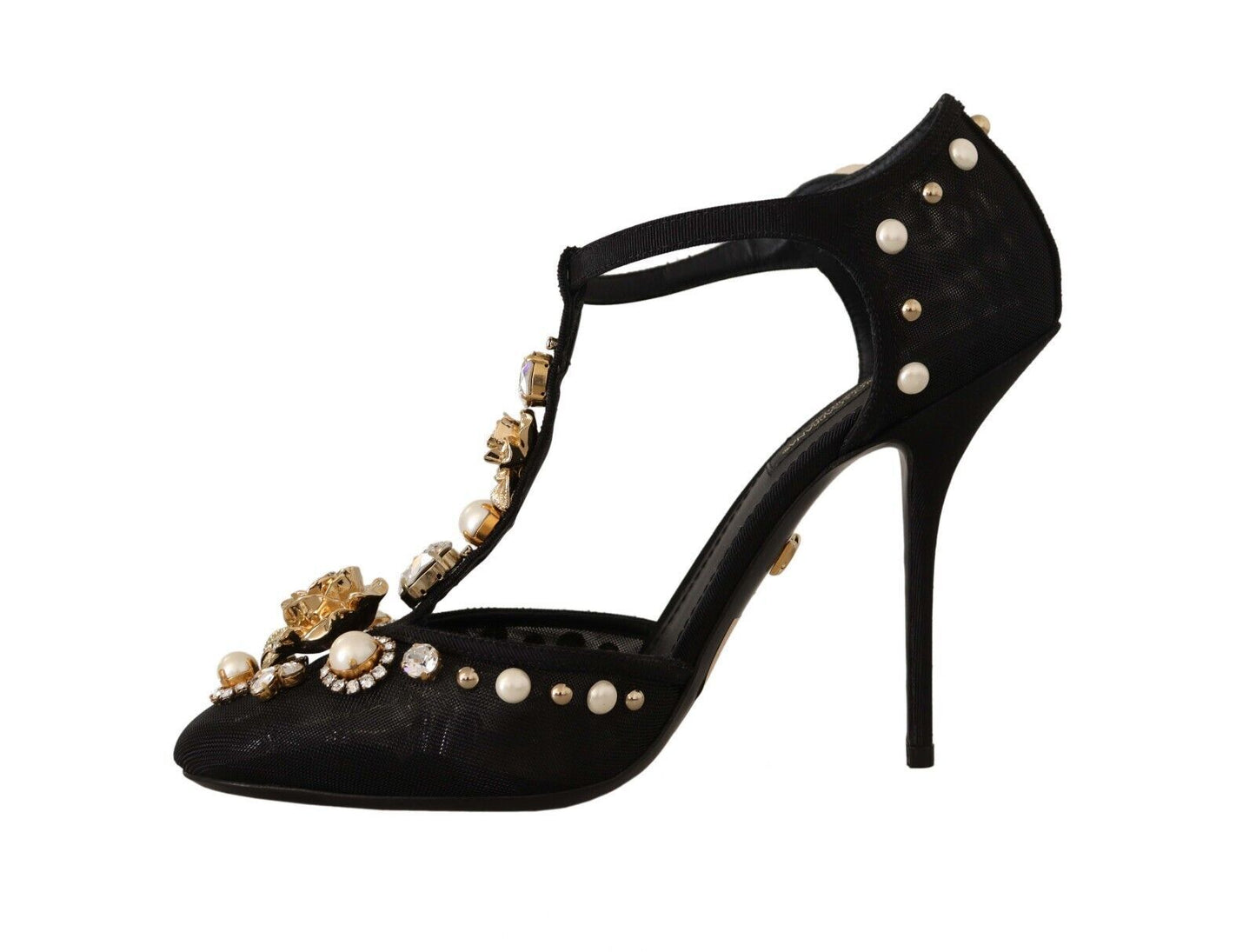 Dolce &amp; Gabbana Elegant Embellished T-Strap Heels Sandals