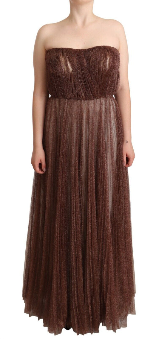 Dolce & Gabbana Elegantes langes Kleid in Metallic-Bronze