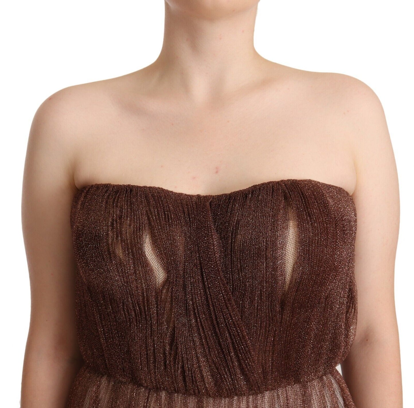 Dolce & Gabbana Elegantes langes Kleid in Metallic-Bronze