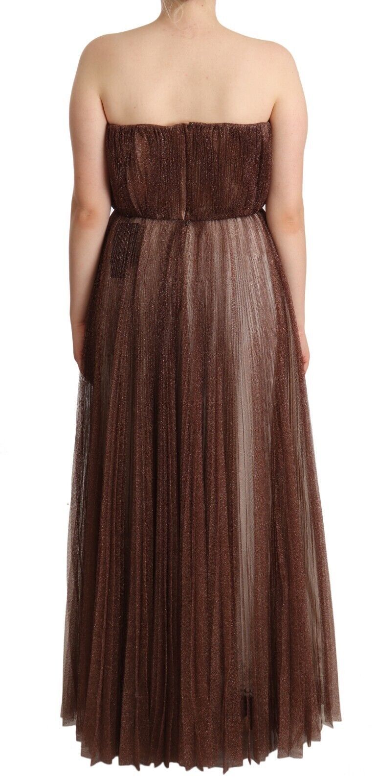 Dolce & Gabbana Elegantes langes Kleid in Metallic-Bronze