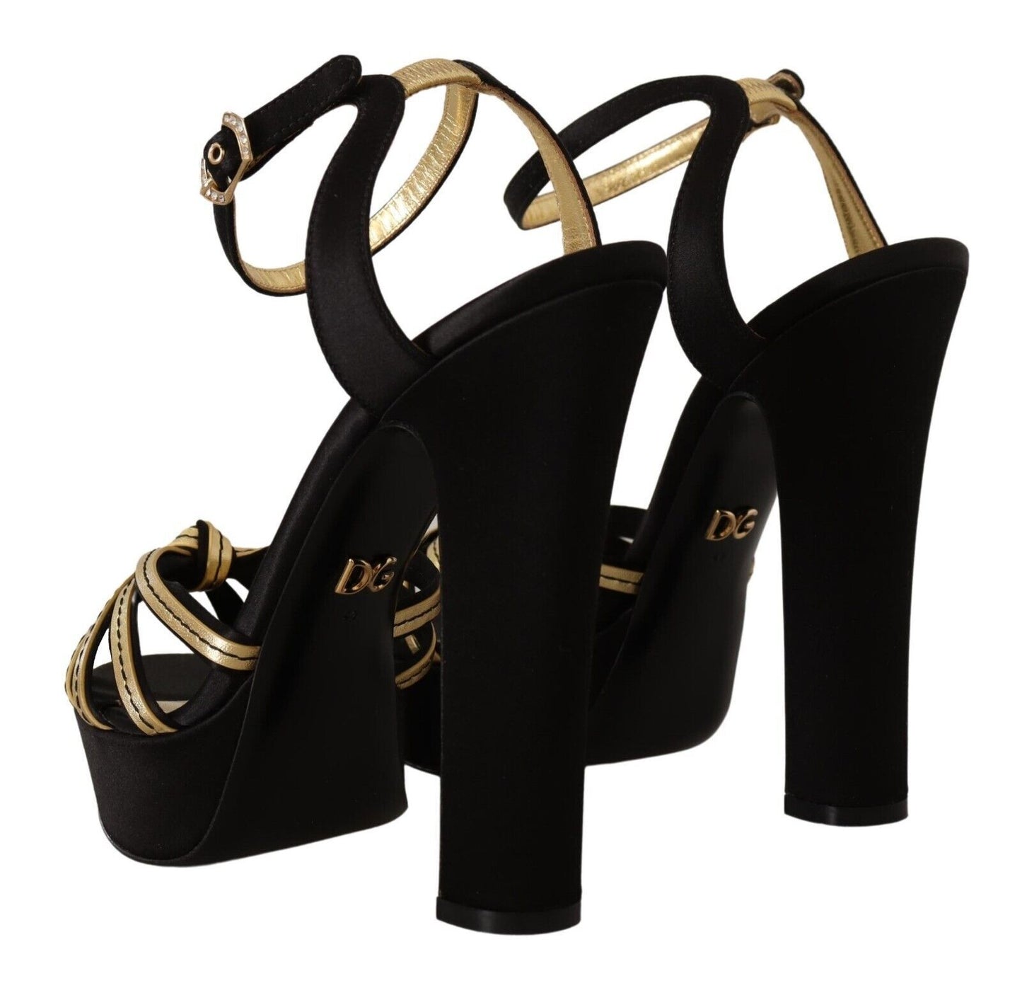 Dolce &amp; Gabbana Elegant black and gold strappy sandals