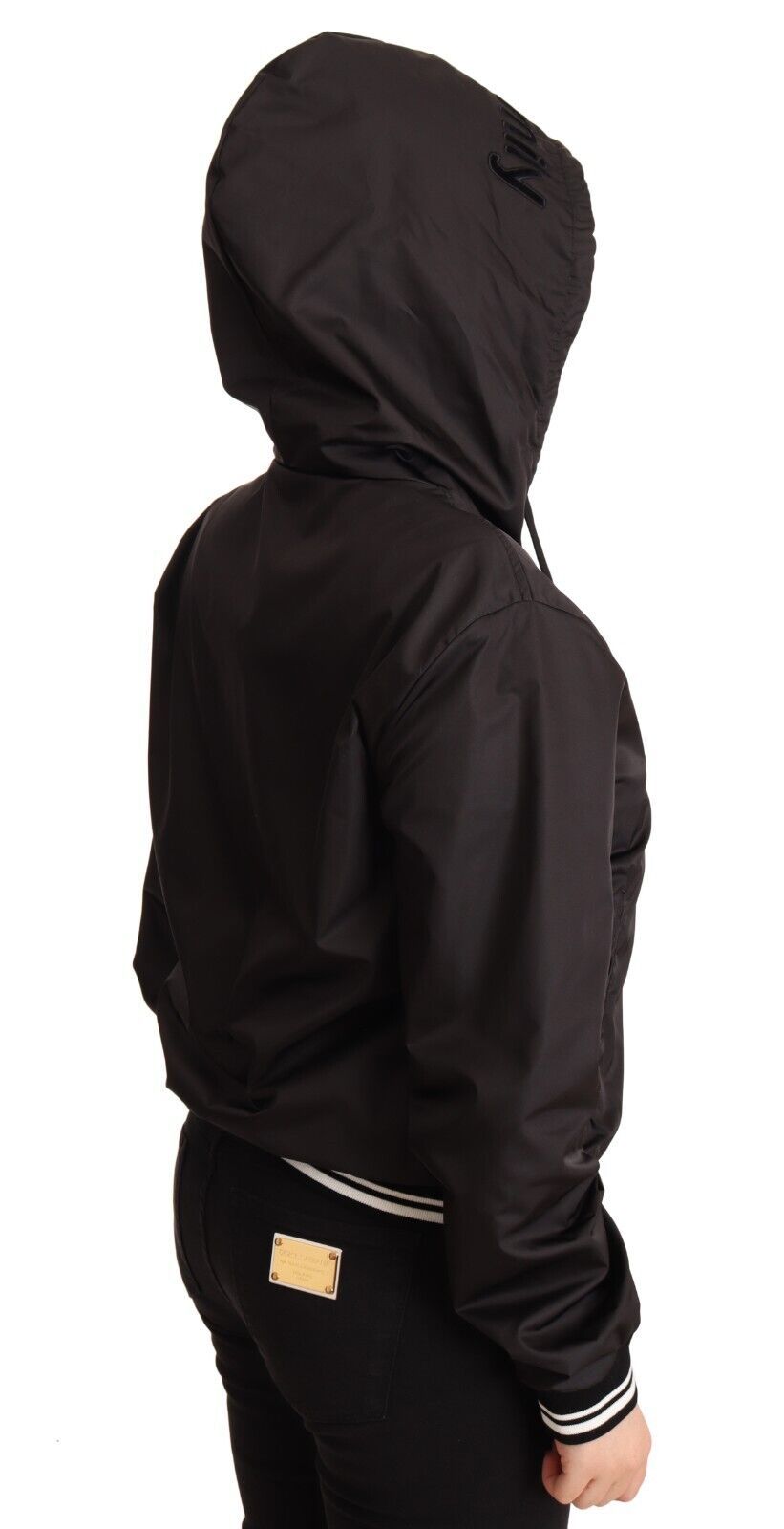 Dolce &amp; Gabbana Elegant black bomber jacket with hood