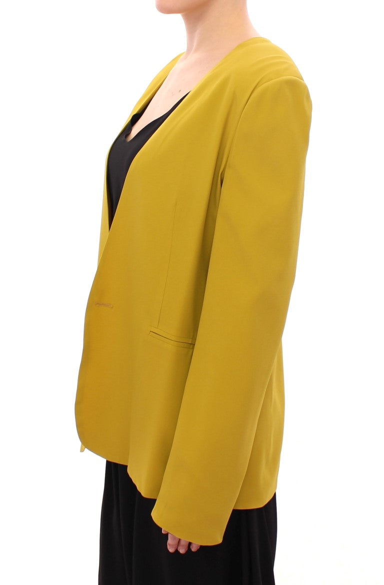 Lamberto Petri Elegant mustard-colored silk blend jacket