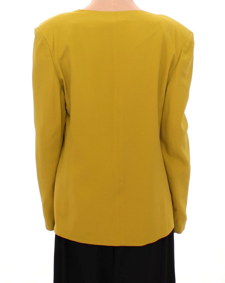 Lamberto Petri Elegant mustard-colored silk blend jacket