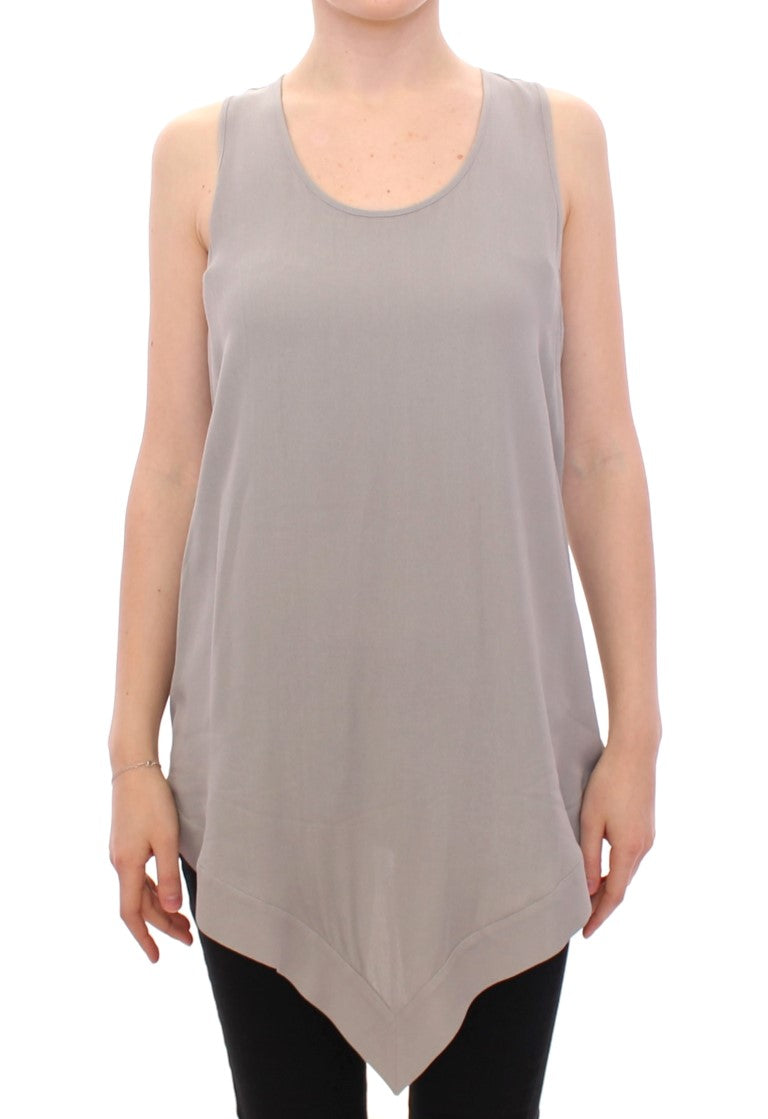 Comeforbreakfast Elegant grey viscose top - timeless style