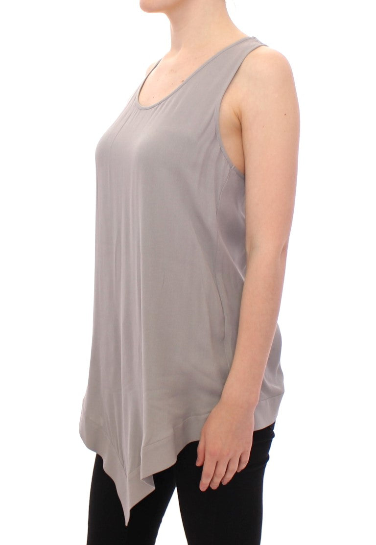 Comeforbreakfast Elegant grey viscose top - timeless style