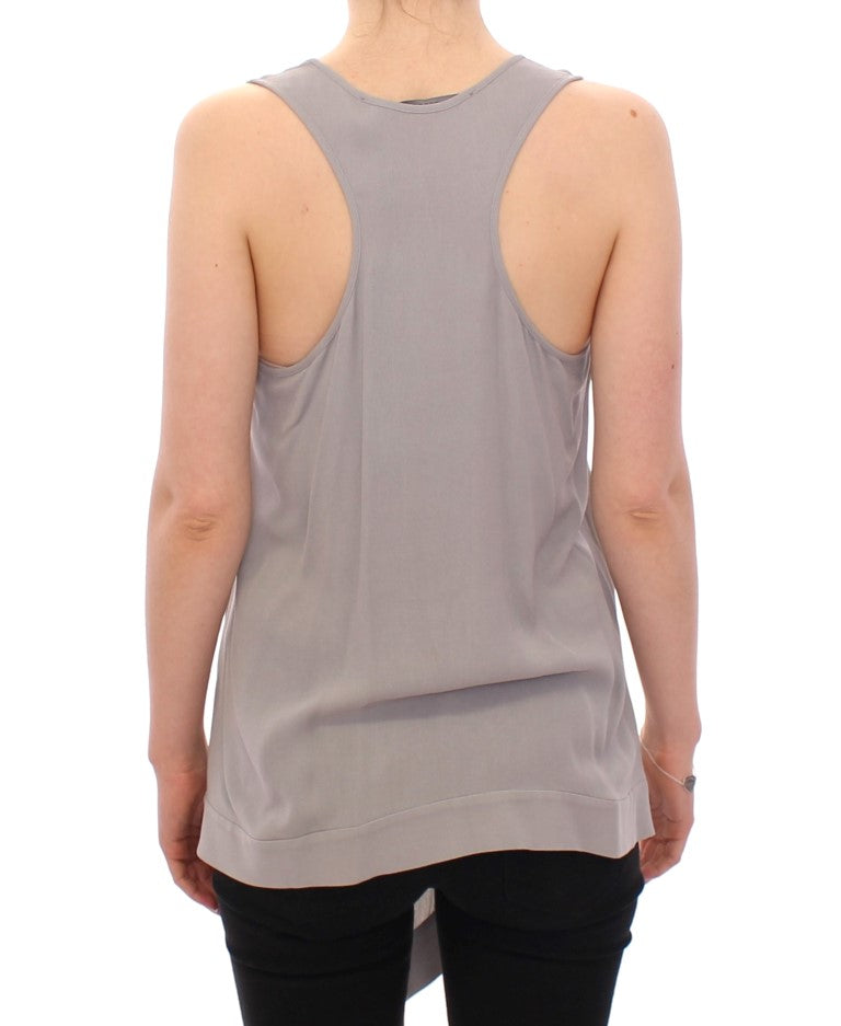 Comeforbreakfast Elegant grey viscose top - timeless style