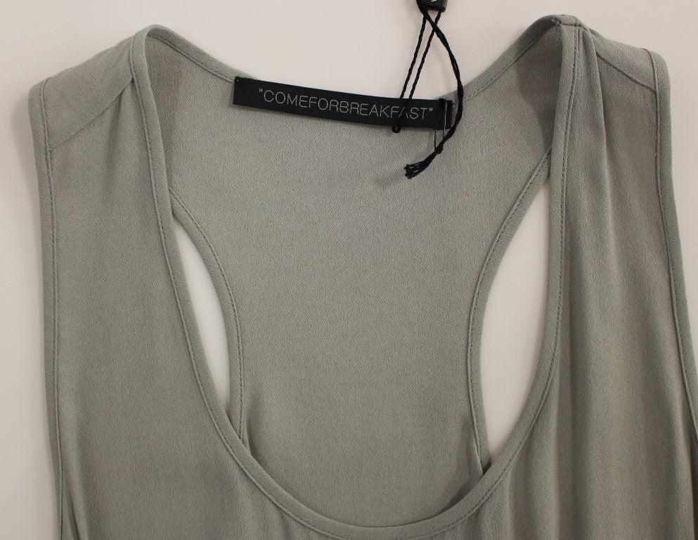 Comeforbreakfast Elegant grey viscose top - timeless style