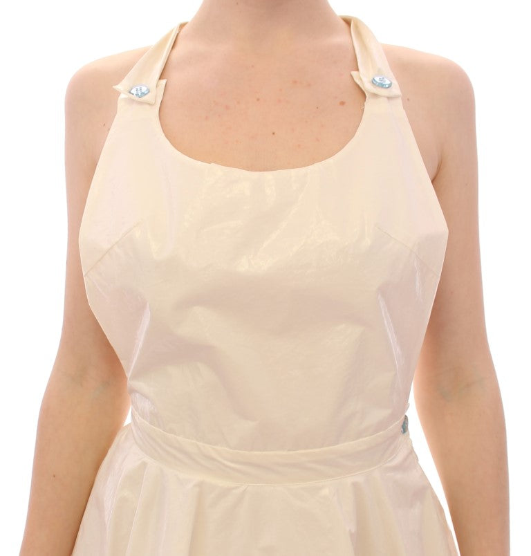 Licia Florio Elegant White Tea Scarf Dress