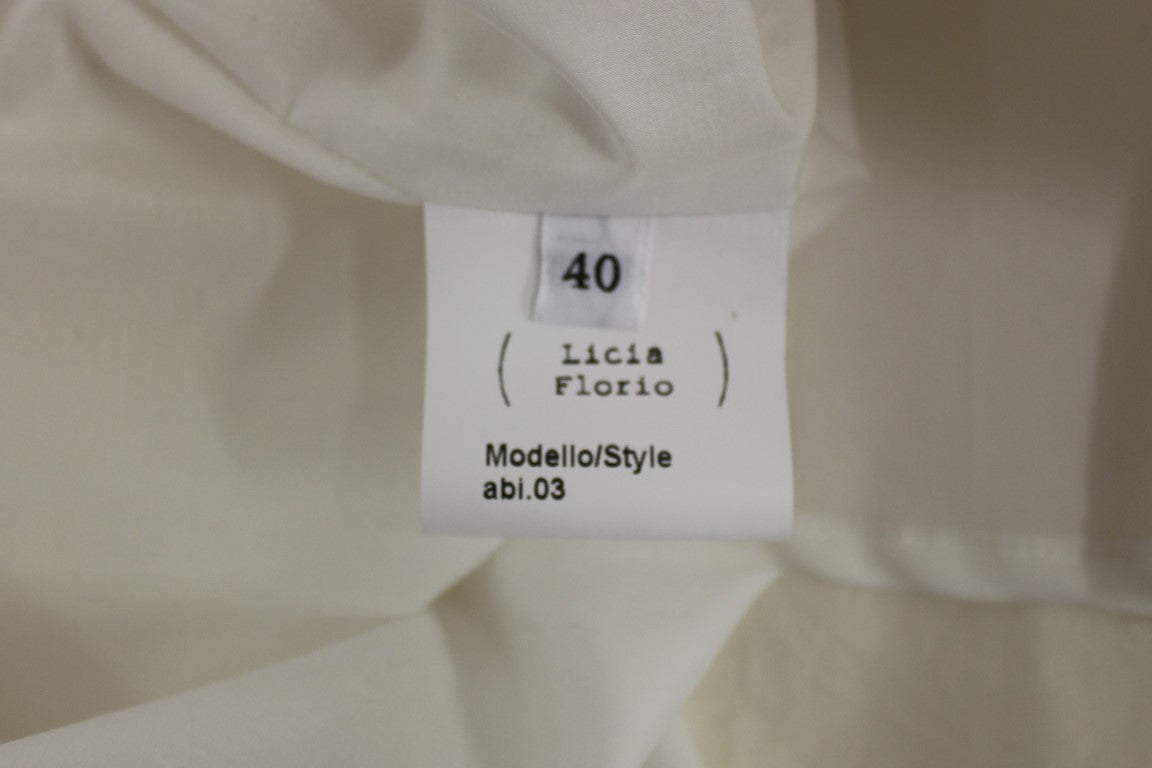 Licia Florio Elegant White Tea Scarf Dress