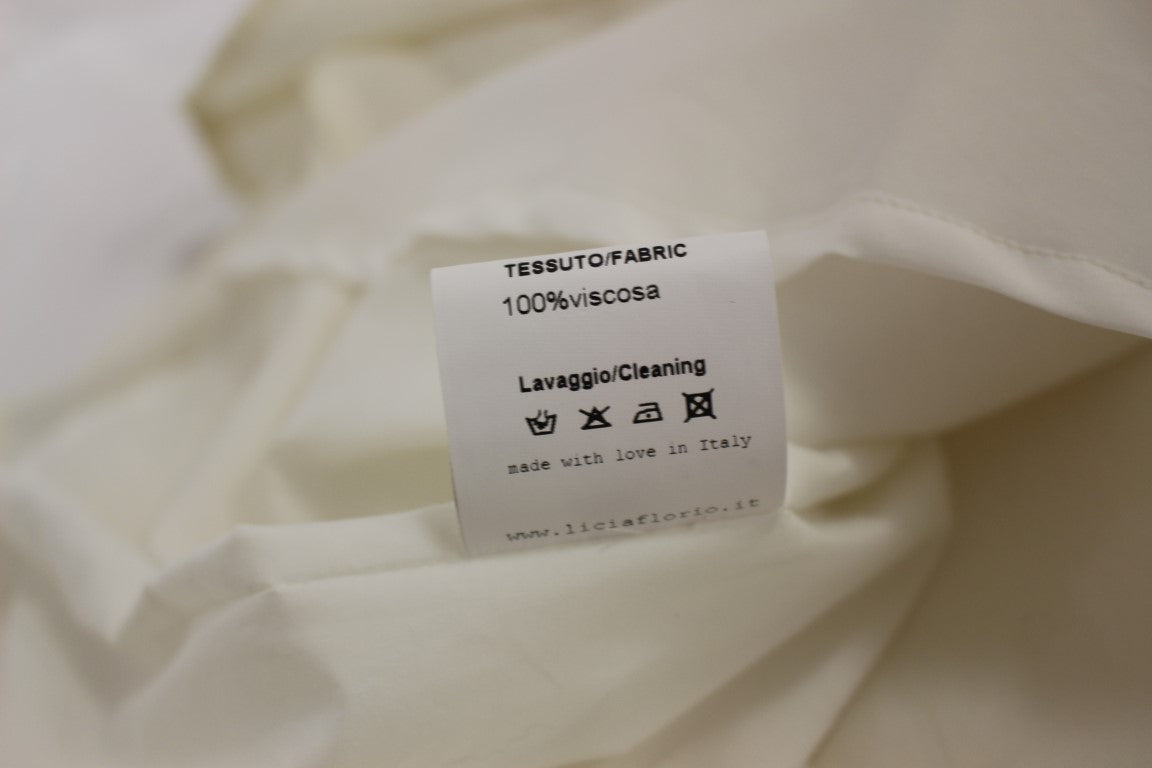 Licia Florio Elegant White Tea Scarf Dress