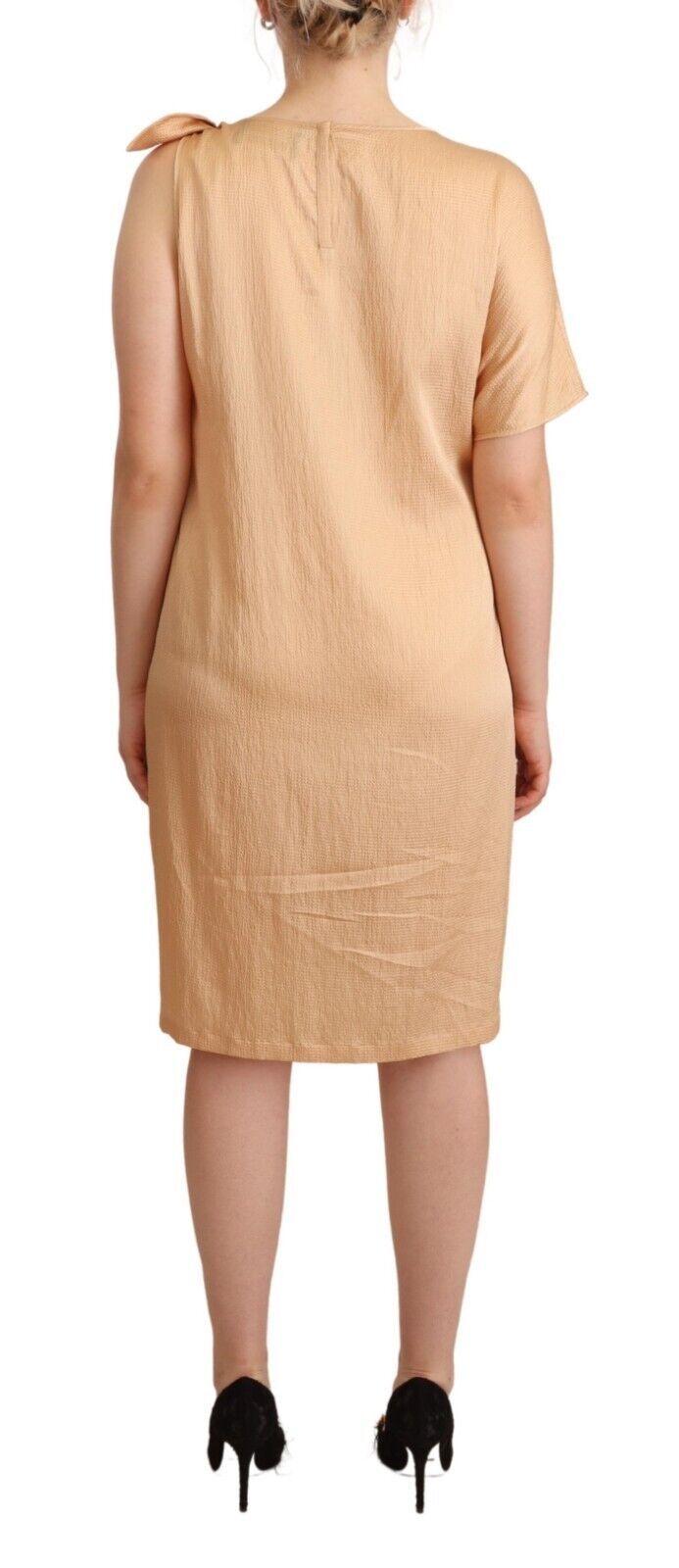 Moschino Elegant one-sleeved beige sheath dress