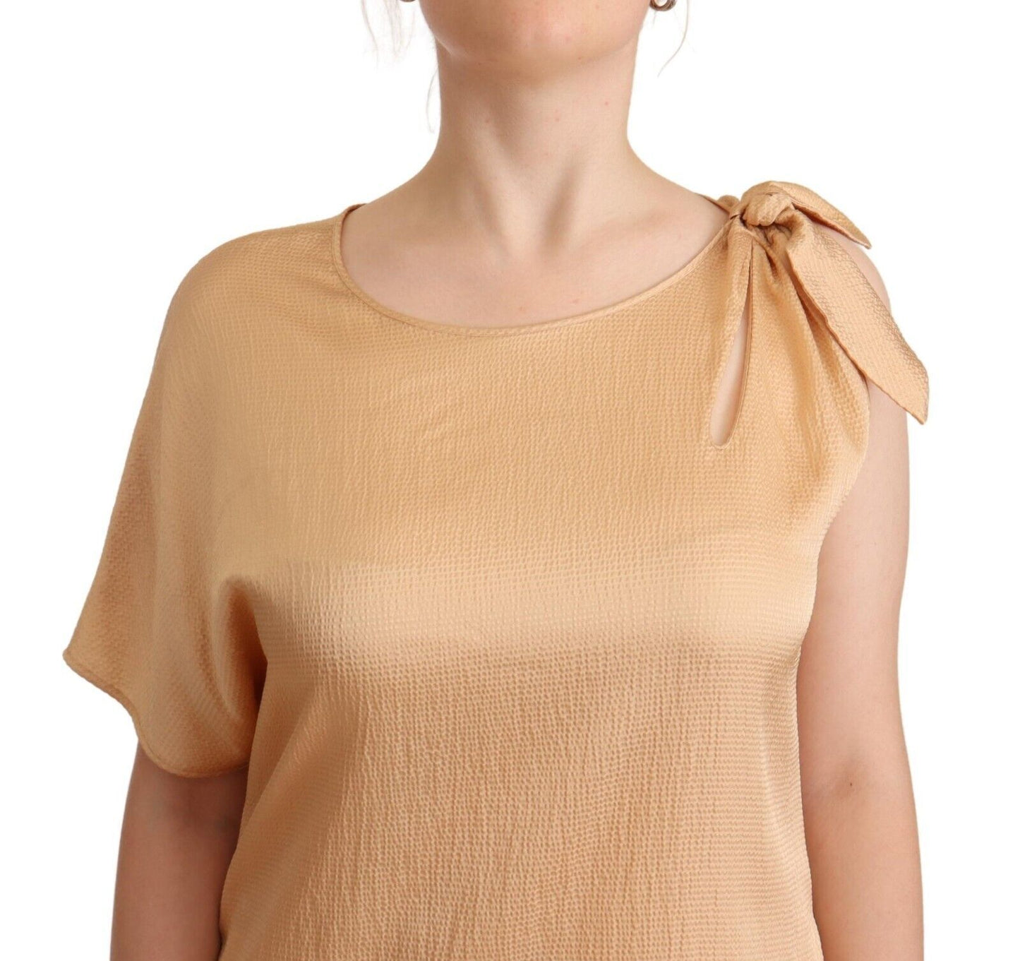 Moschino Elegant one-sleeved beige sheath dress