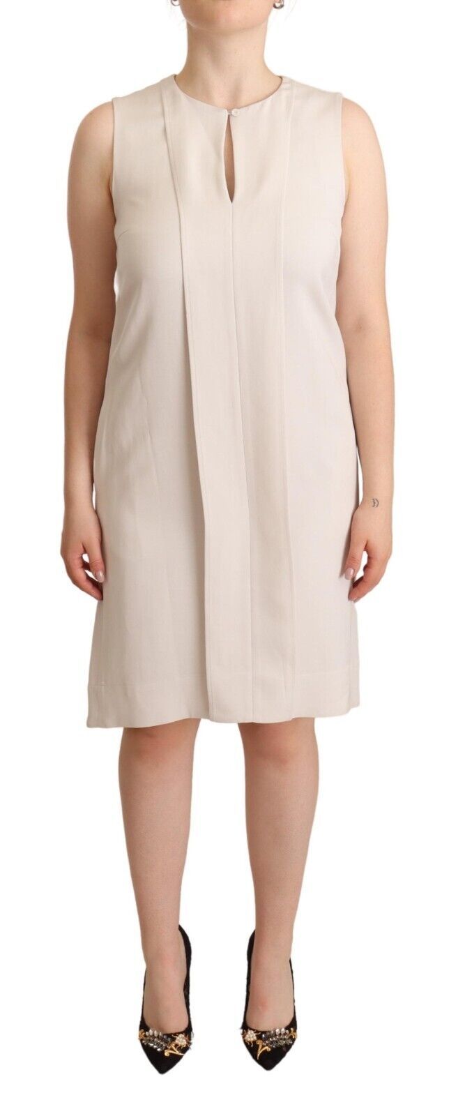 Peserico Chic beige sleeveless sheath dress