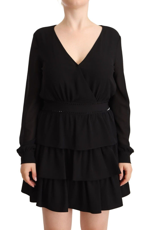 Liu Jo Elegant Black A-line Mini Dress with Long Sleeves