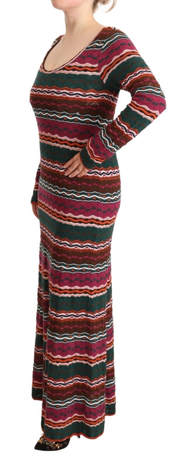 Missoni multicolored striped long-sleeved sheath dress