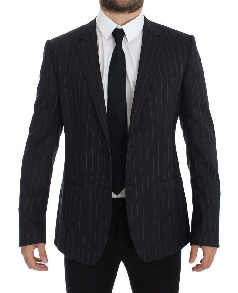 Dolce &amp; Gabbana Chic grey striped wool blazer jacket