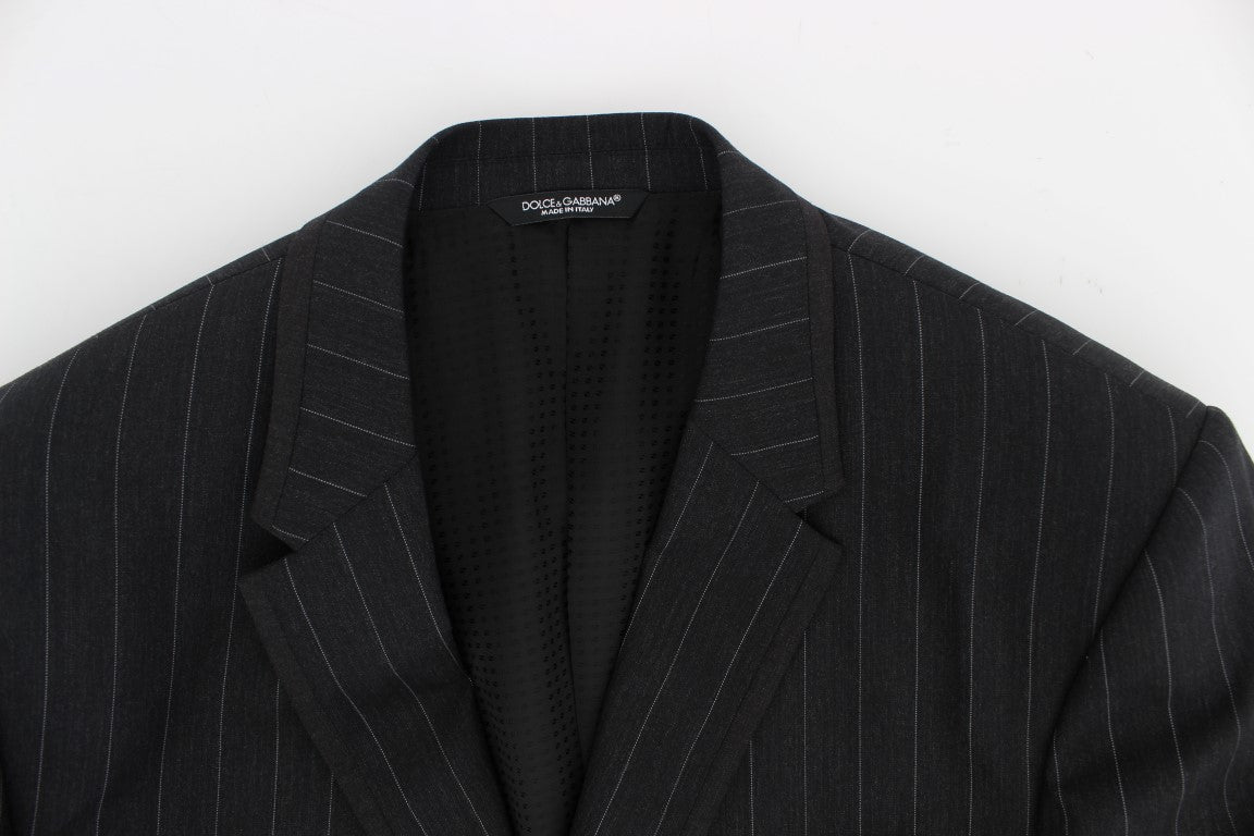 Dolce &amp; Gabbana Chic grey striped wool blazer jacket