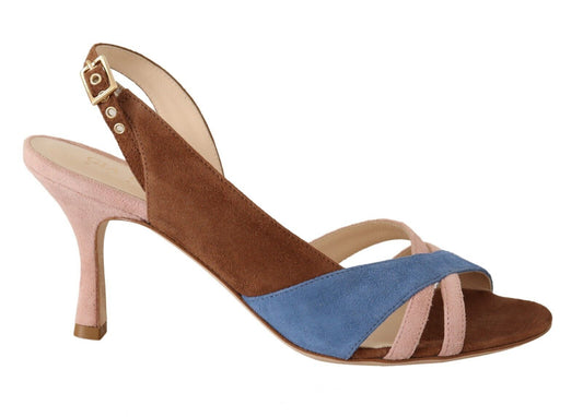 GIA COUTURE Chic Multicolor Suede Sandals with Slingback Heel