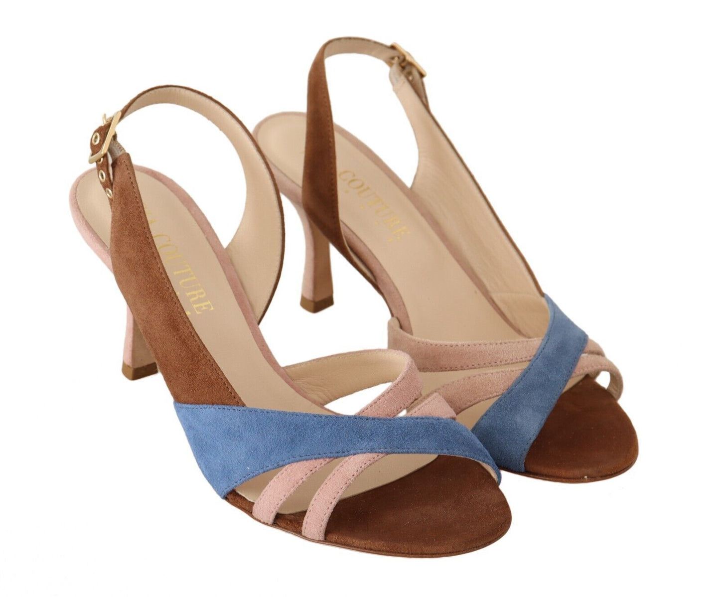 GIA COUTURE Chic Multicolor Suede Sandals with Slingback Heel