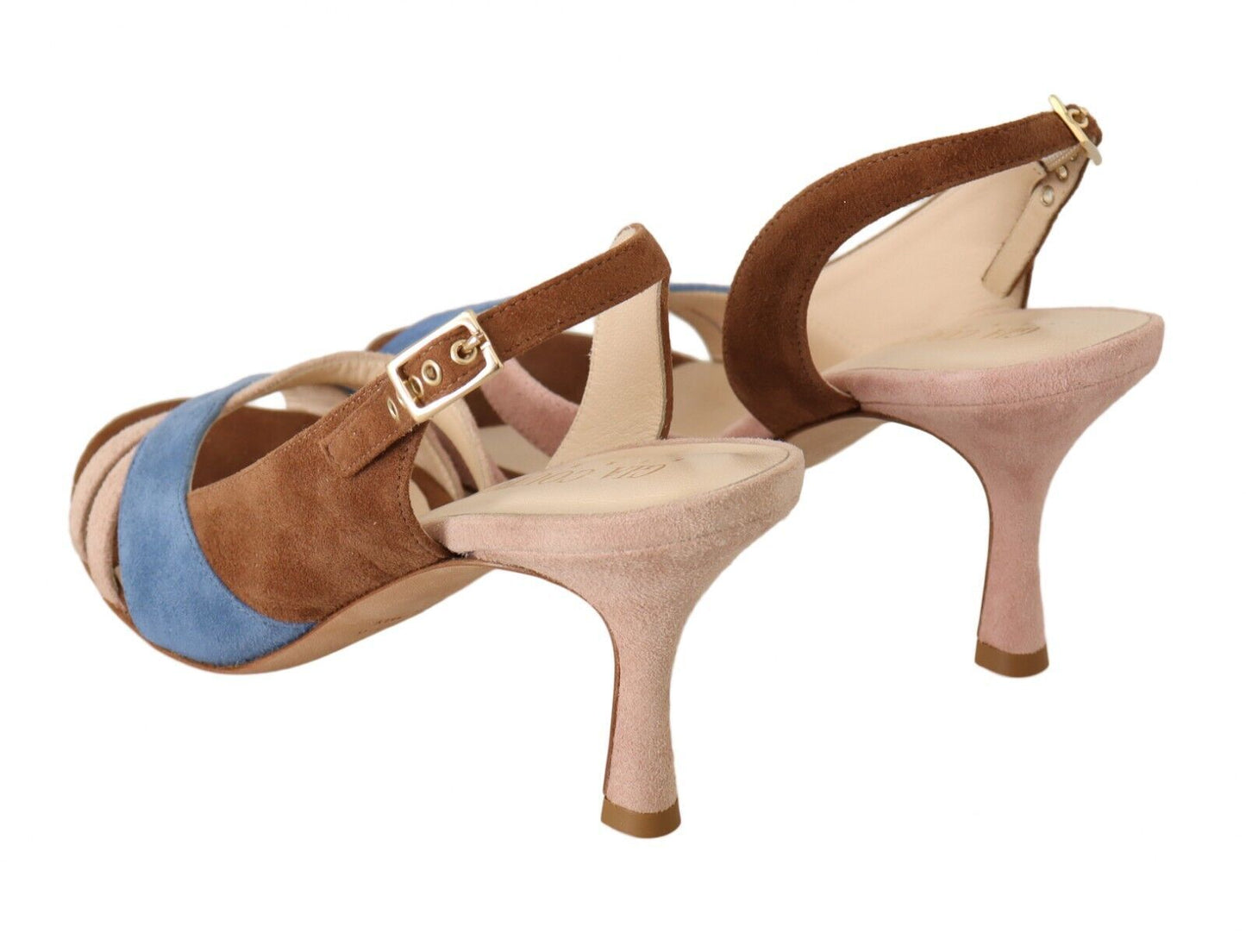 GIA COUTURE Chic Multicolor Suede Sandals with Slingback Heel