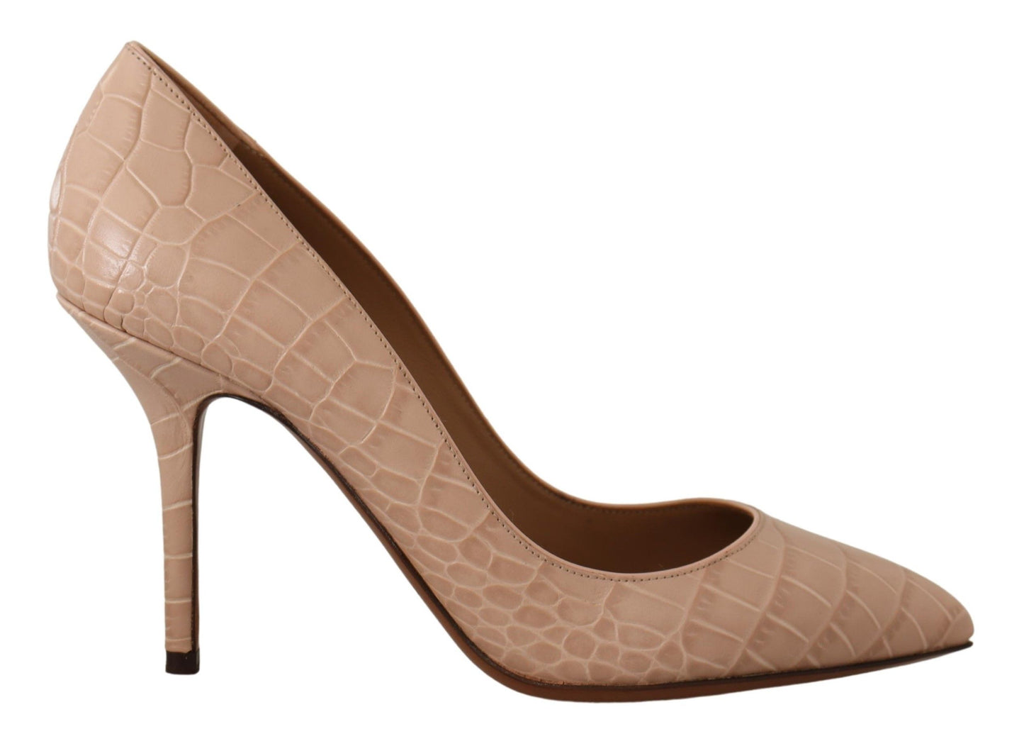 Dolce &amp; Gabbana Elegant Nude Leather Kitten Heels Pumps