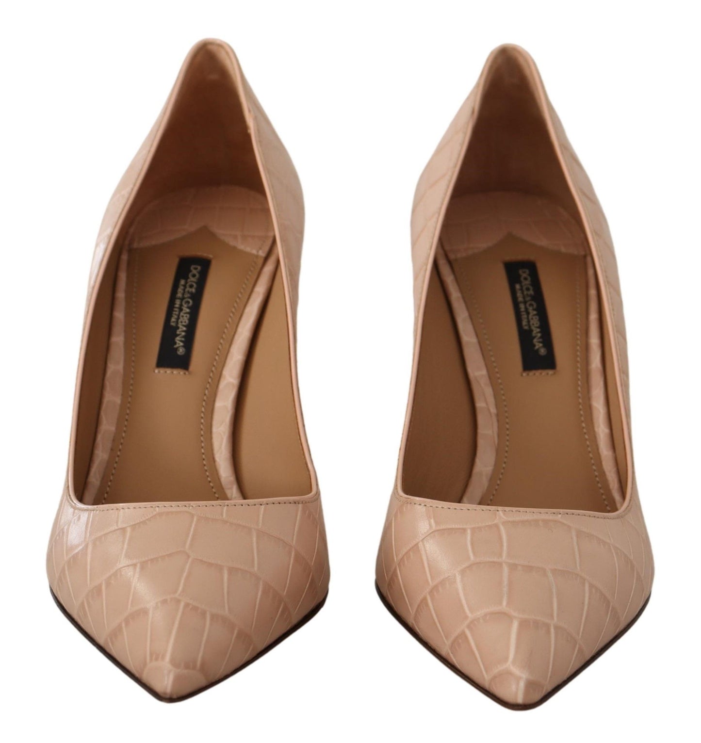 Dolce &amp; Gabbana Elegant Nude Leather Kitten Heels Pumps