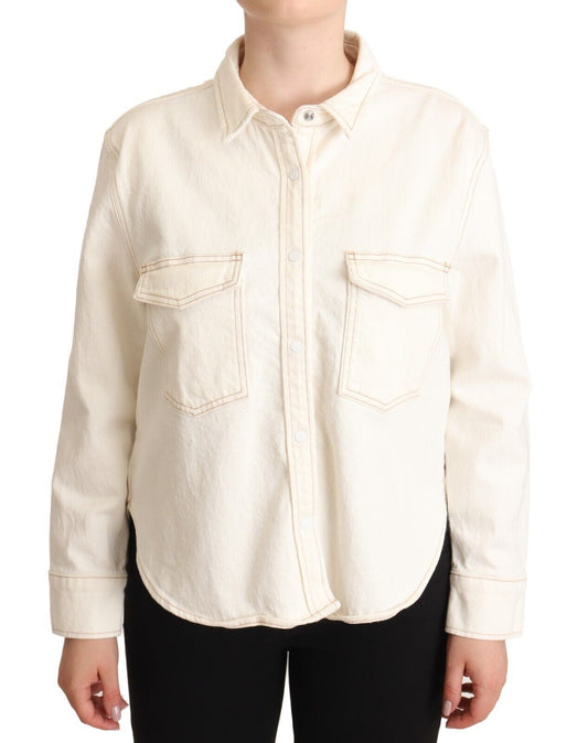 Levi's Elegant white long-sleeved polo shirt with collar