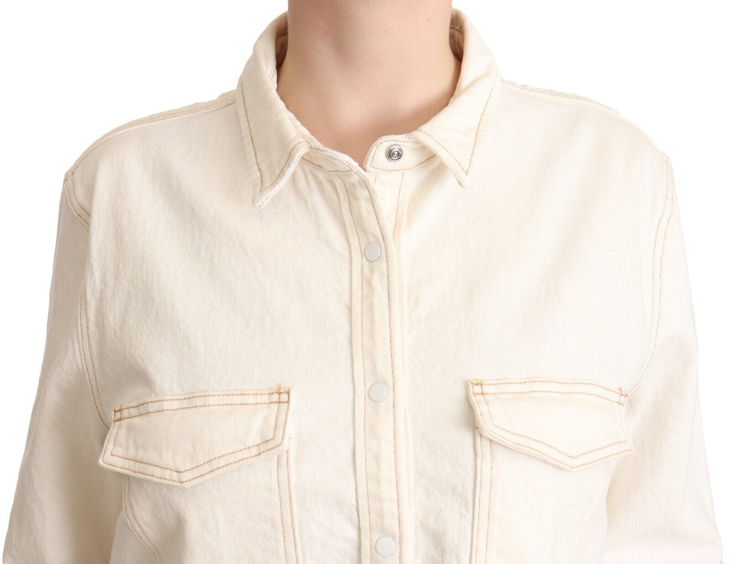 Levi's Elegant white long-sleeved polo shirt with collar