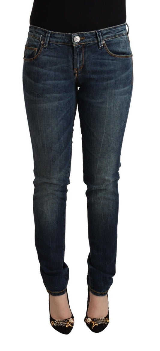 Acht Elegante Slim Fit Denim-Jeans mit niedriger Taille