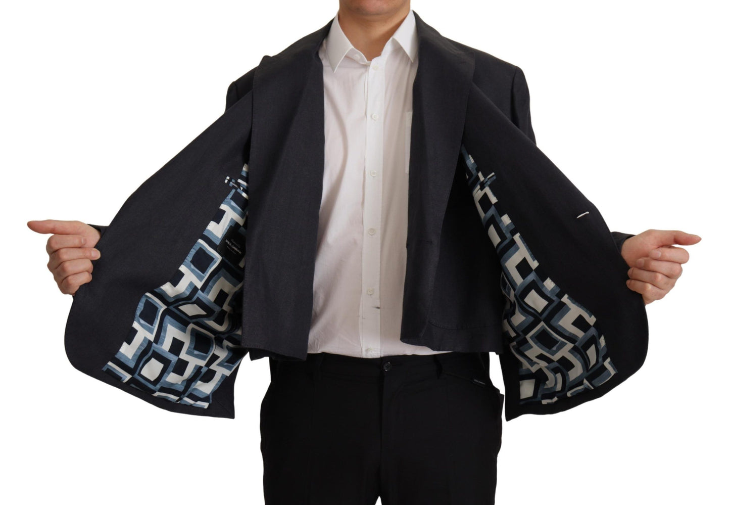 Dolce &amp; Gabbana Slim double-breasted blazer in navy blue linen