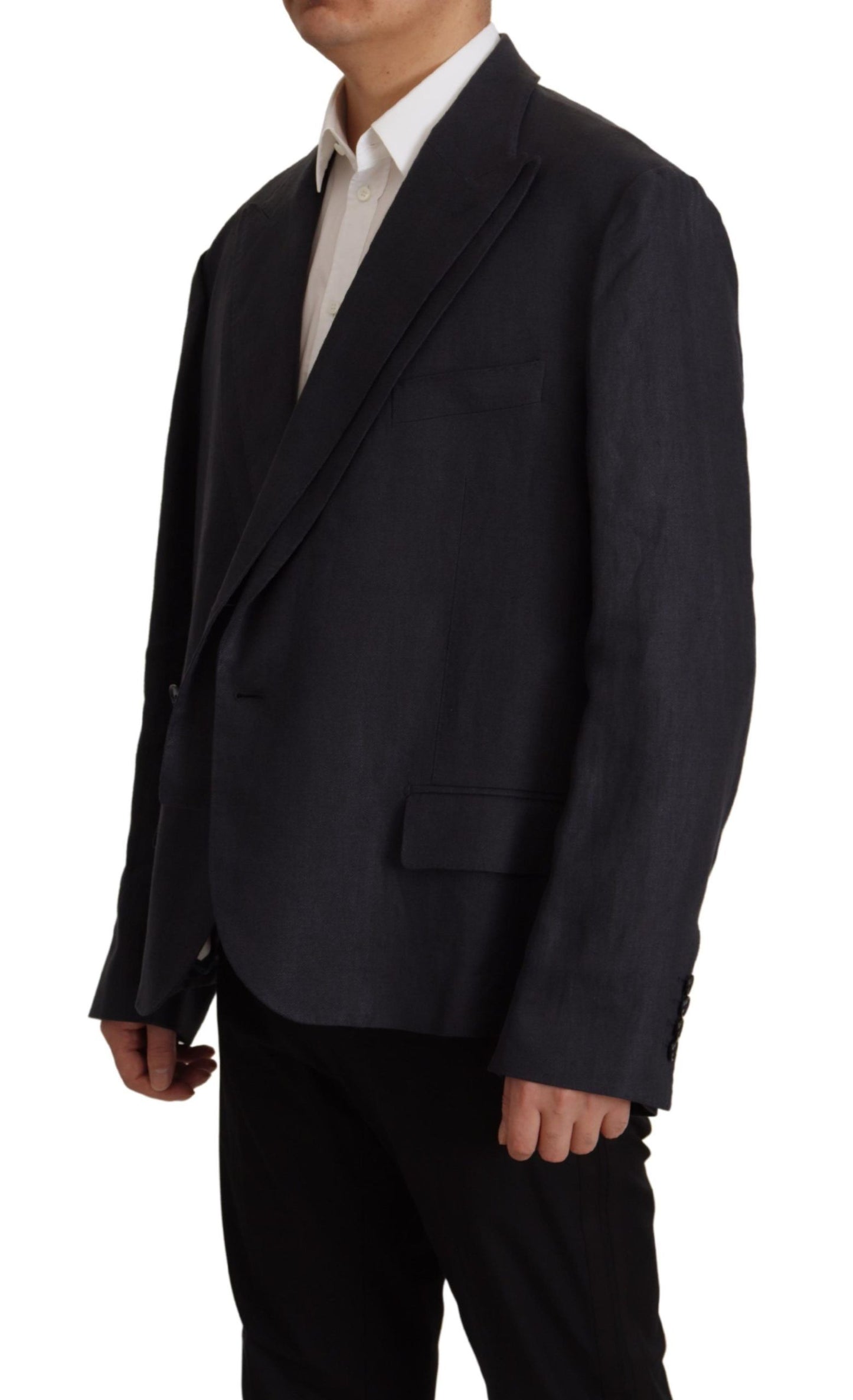 Dolce &amp; Gabbana Slim double-breasted blazer in navy blue linen