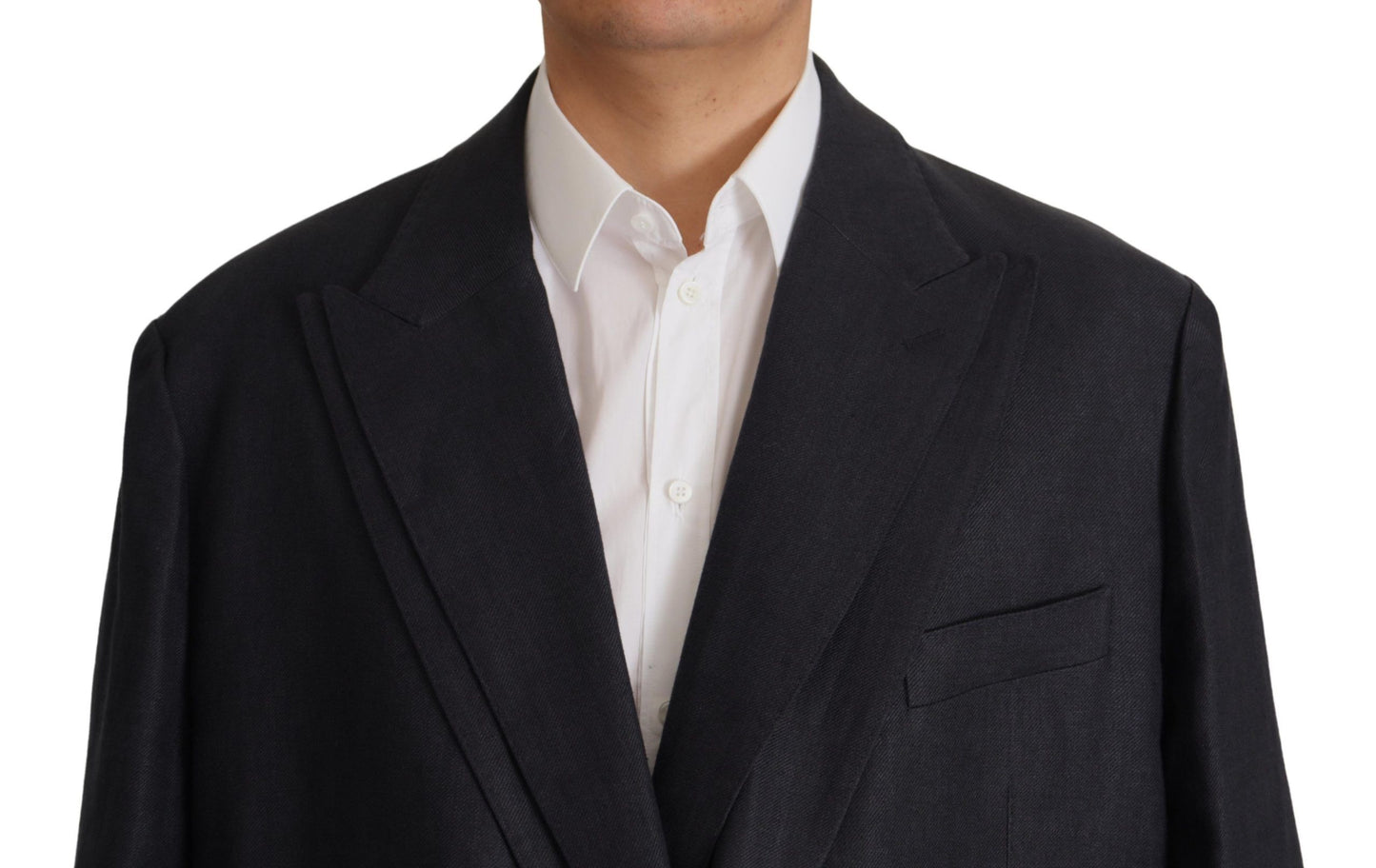 Dolce &amp; Gabbana Slim double-breasted blazer in navy blue linen