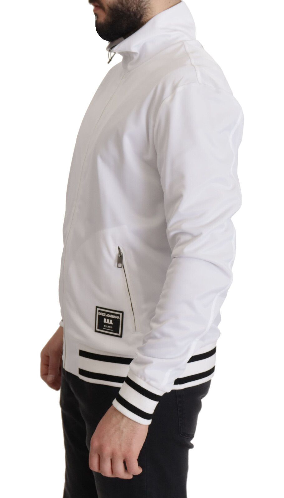 Dolce &amp; Gabbana Slim White Zip Up Sweater for Men