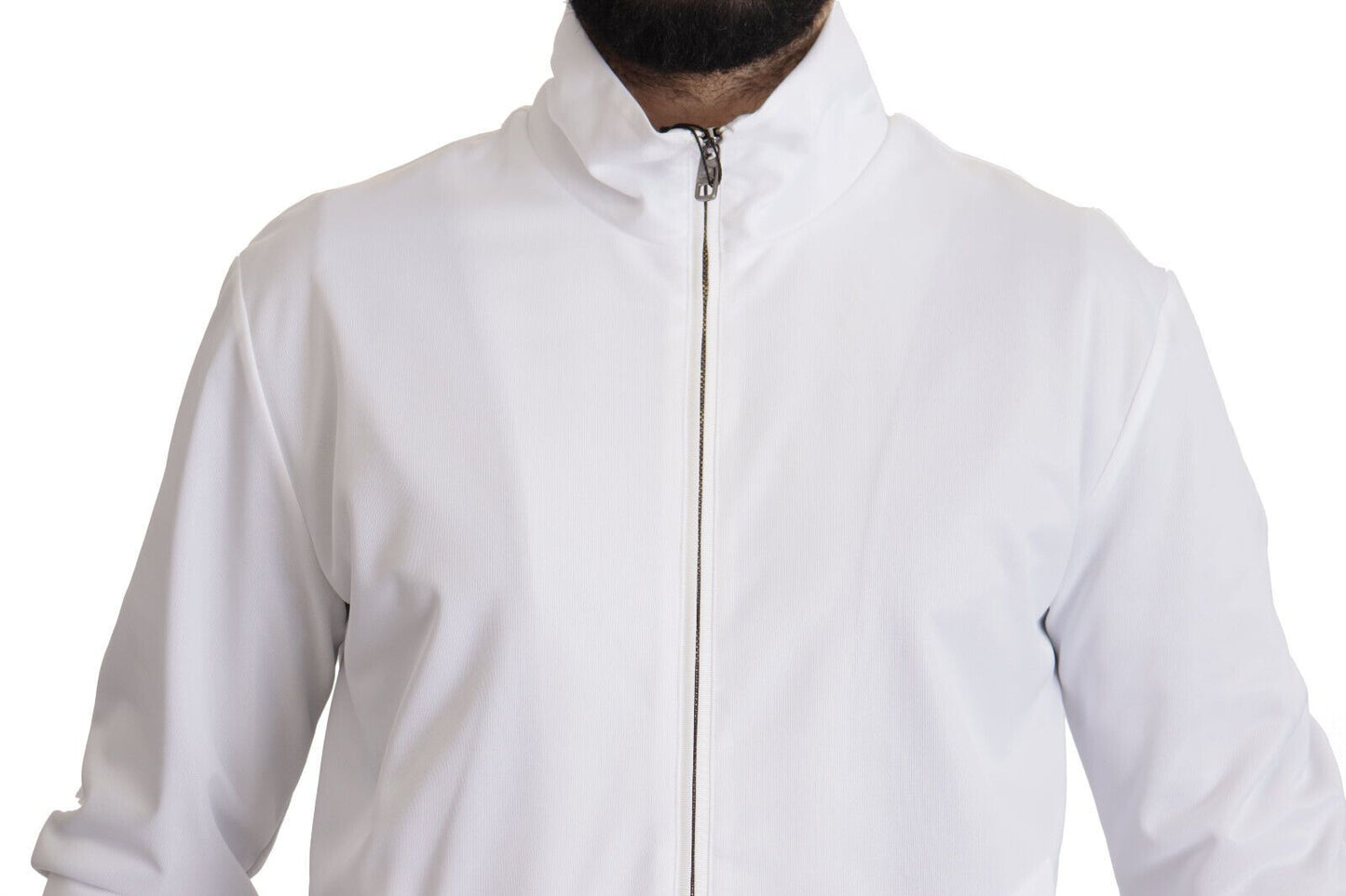 Dolce &amp; Gabbana Slim White Zip Up Sweater for Men