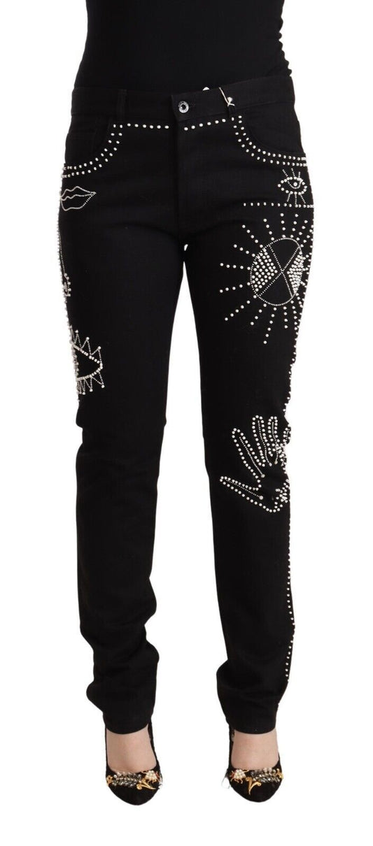 Valentino Black Mid-Waist Denim with Embellishments