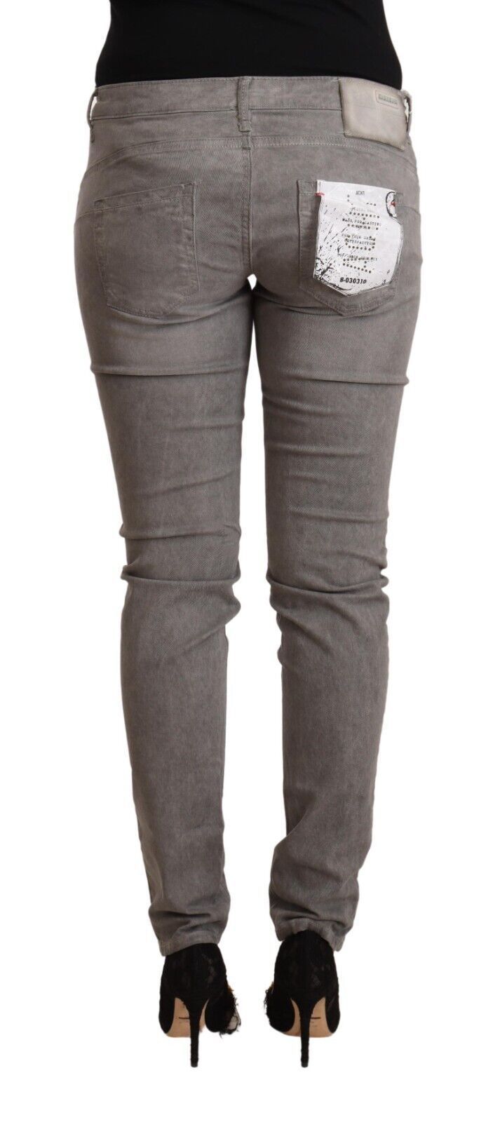 Eight Chic Grey Skinny Jeans with Low Waist in Cotton