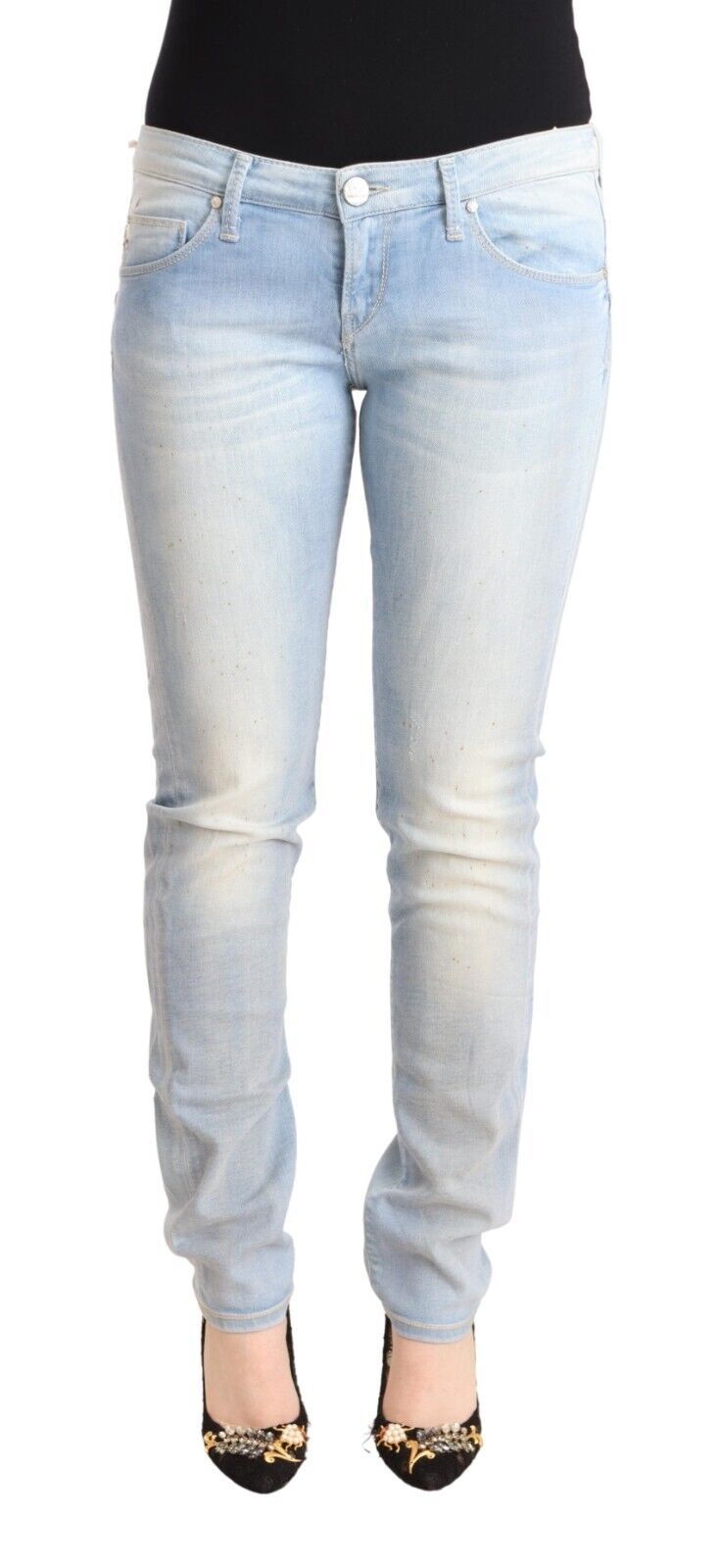 Eight chic skinny jeans with low waist in light blue denim