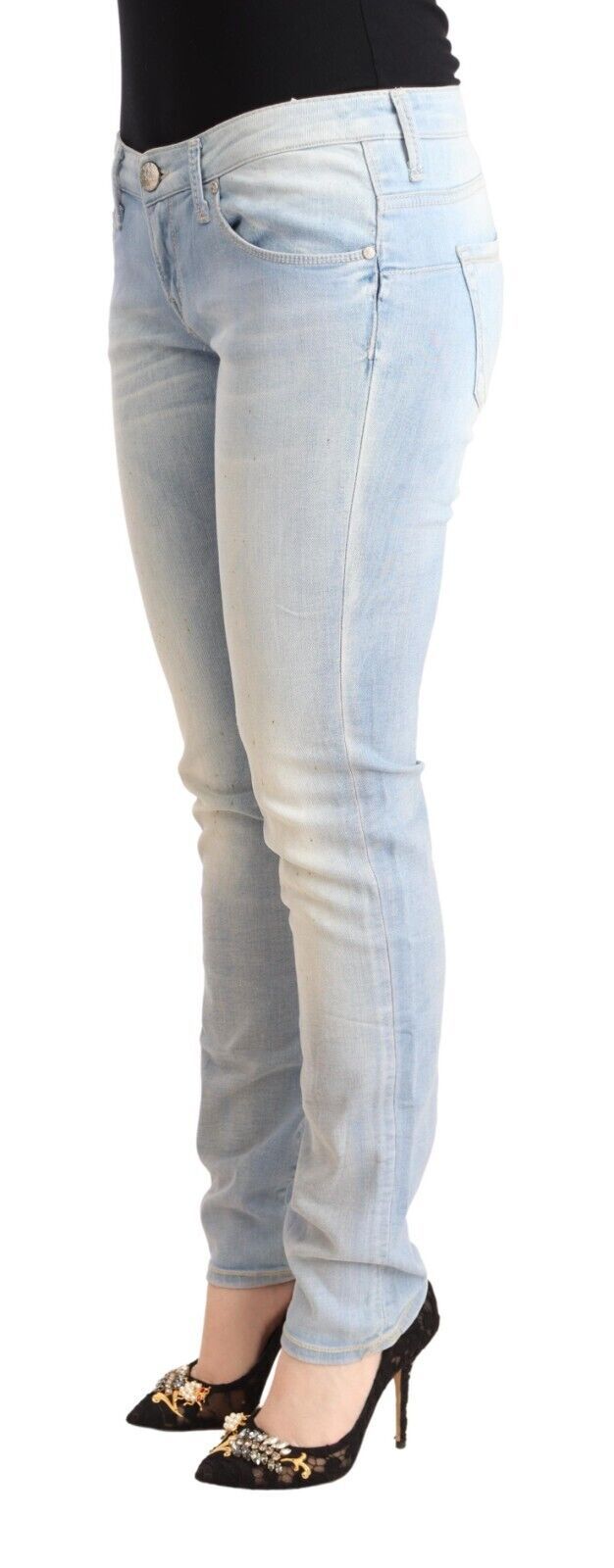 Eight chic skinny jeans with low waist in light blue denim