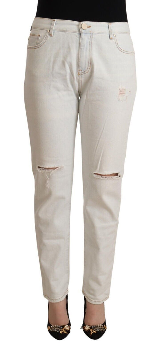 PINKO White Skinny Denim Jeans with Mid Waist