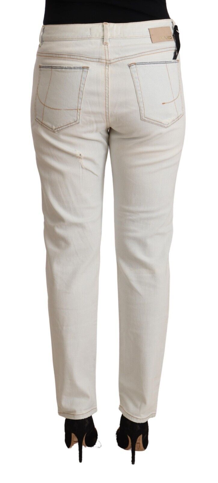 PINKO White Skinny Denim Jeans with Mid Waist