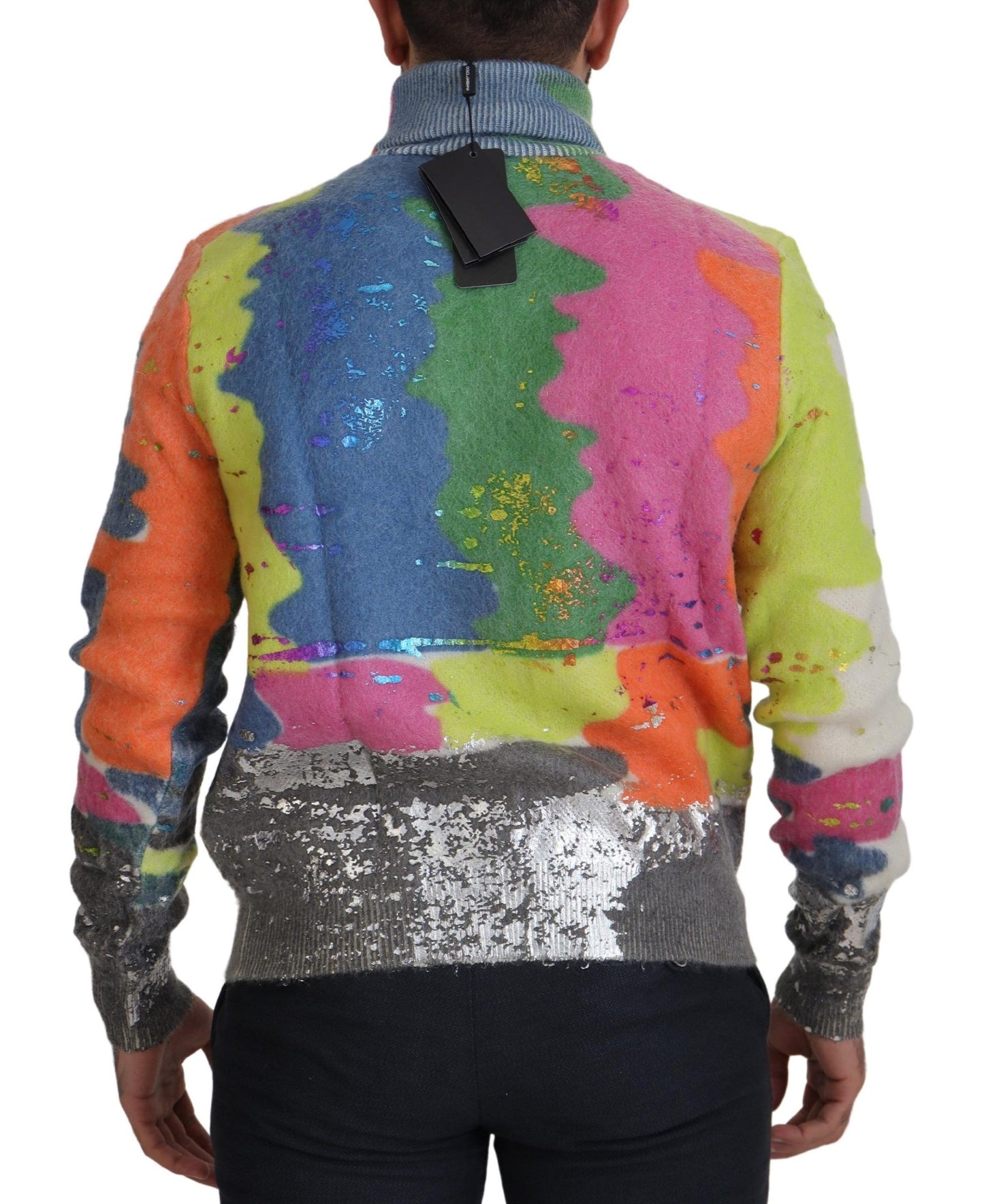 Dolce &amp; Gabbana multicolor turtleneck sweater with TV motif