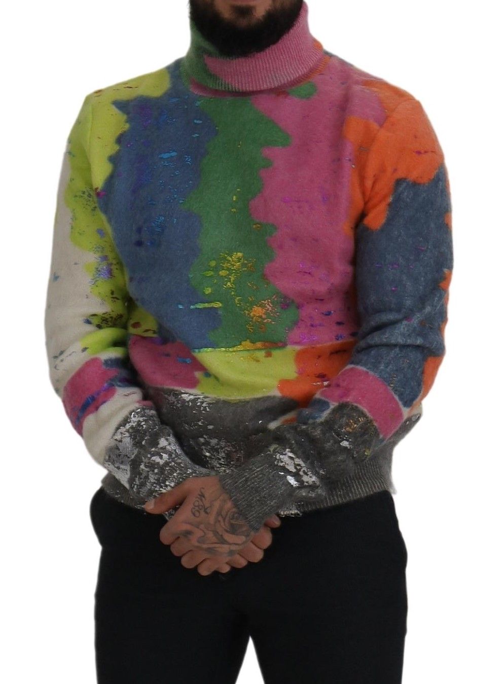 Dolce &amp; Gabbana multicolor turtleneck sweater with TV motif