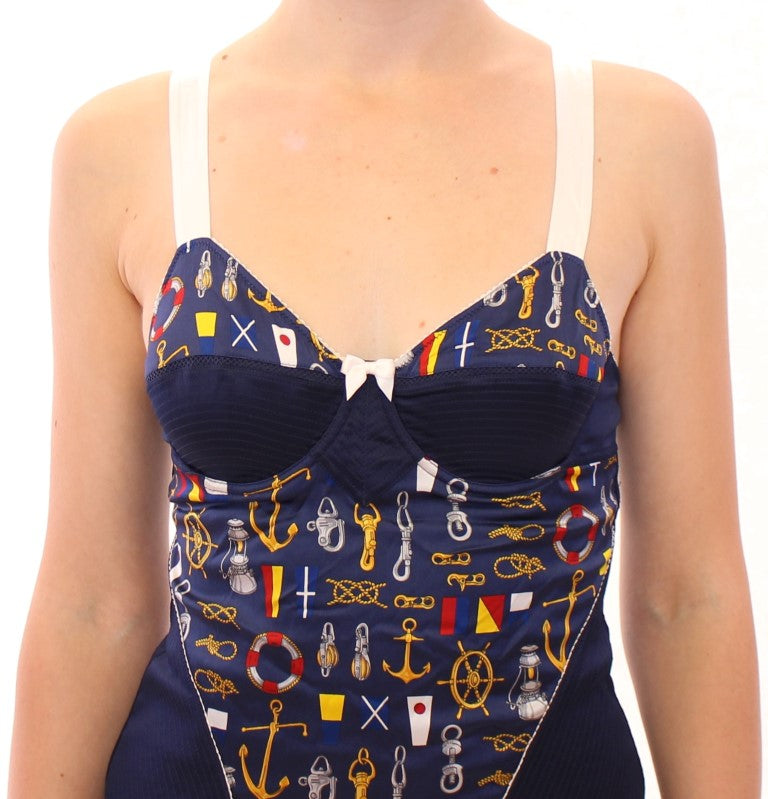 Dolce &amp; Gabbana Blue Sailor Motif Stretch Top