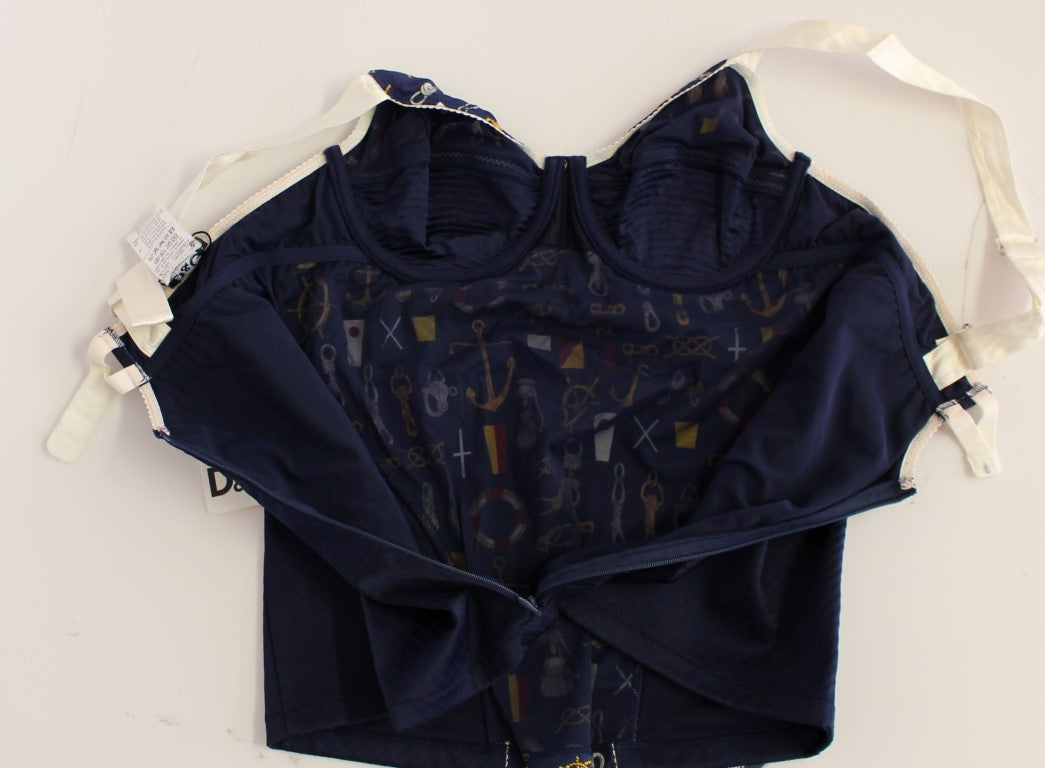 Dolce &amp; Gabbana Blue Sailor Motif Stretch Top