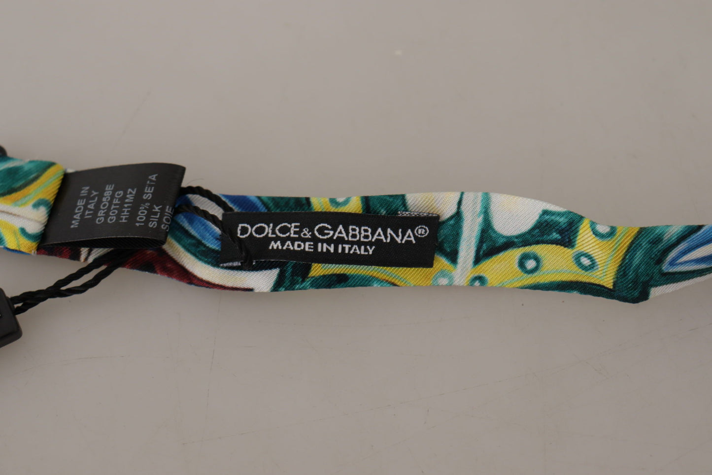 Dolce & Gabbana Elegante Seidenfliege mit Majolika-Druck