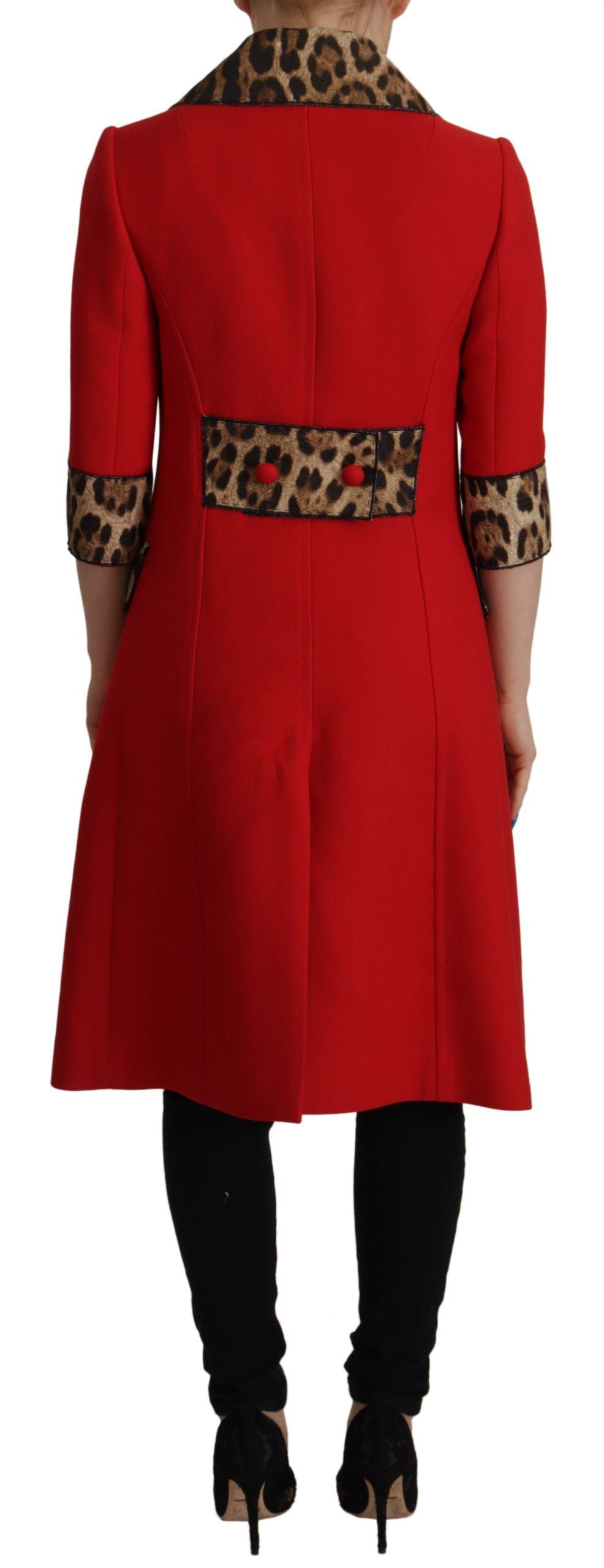 Dolce & Gabbana Eleganter roter Leoparden-Trenchcoat