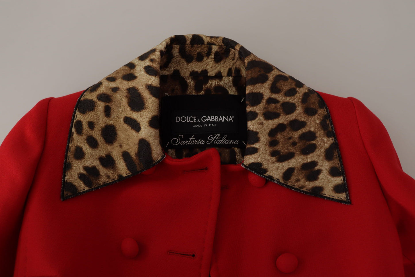 Dolce & Gabbana Eleganter roter Leoparden-Trenchcoat