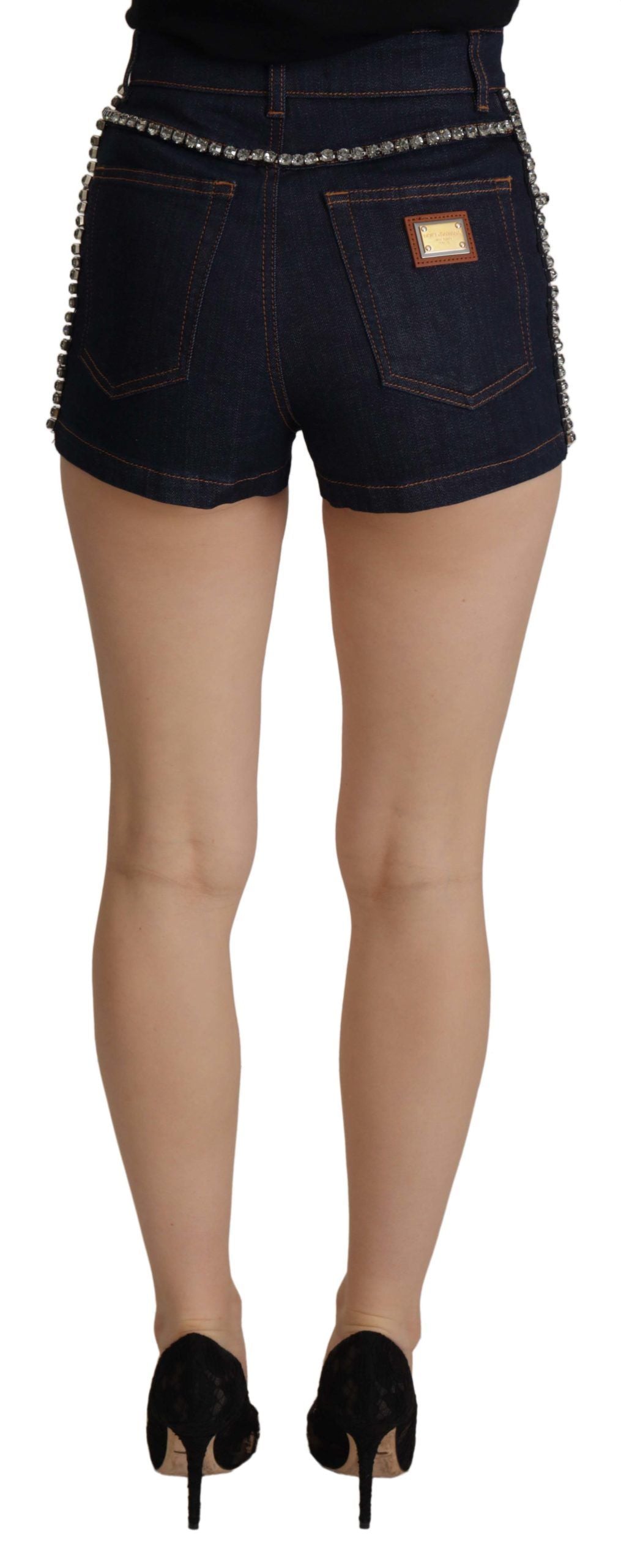 Dolce & Gabbana Schicke High Waist Hot Pants Shorts mit Kristallverzierung