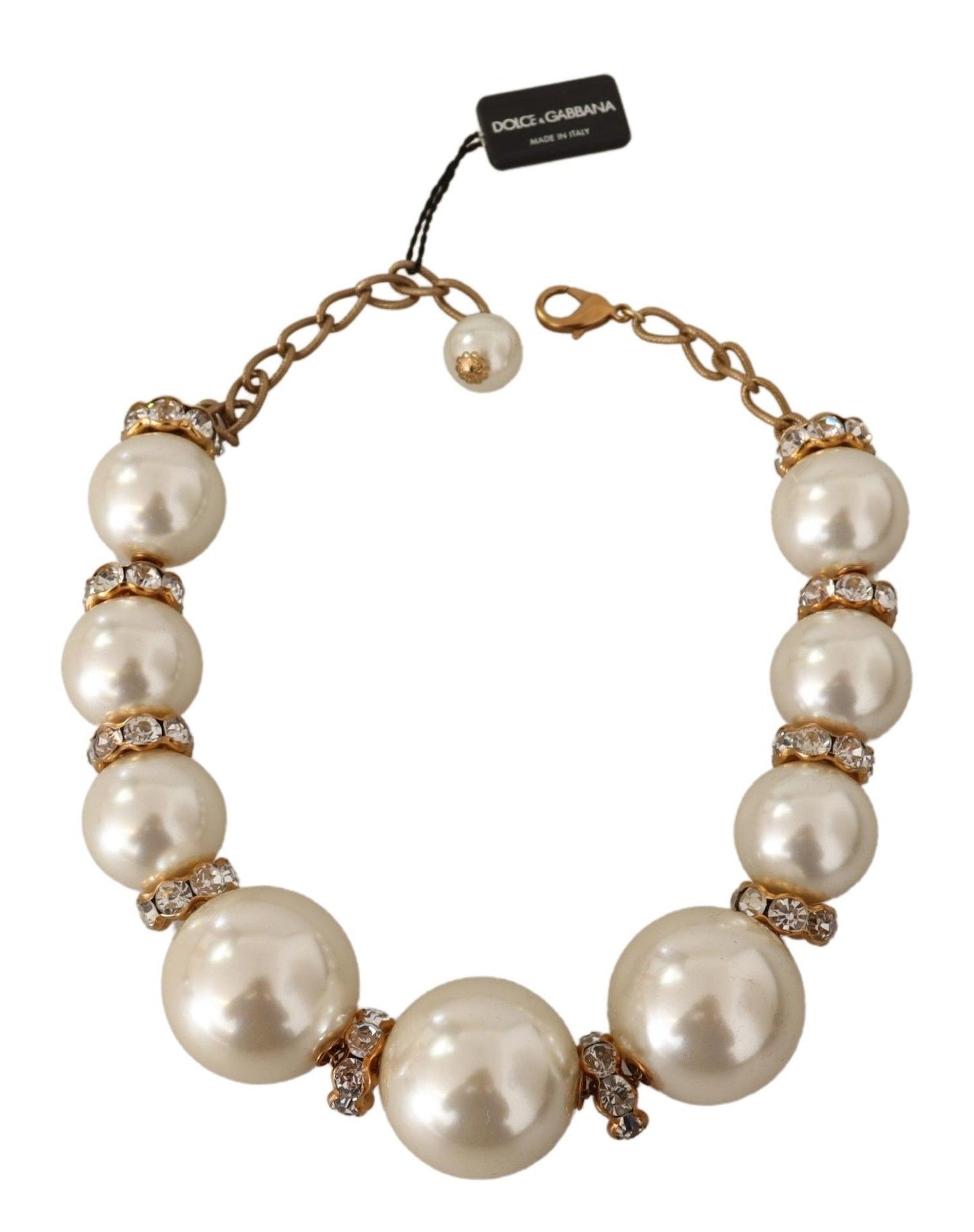 Dolce &amp; Gabbana Elegant faux pearl necklace with crystal accents